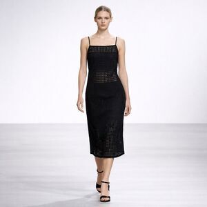 Walter Baker Black Midi Dress Square Neckline Spaghetti Strap Women’s 2